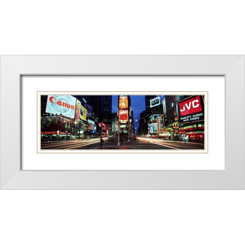 Times Square New York City White Modern Wood Framed Art Print with Double Matting by Berenholtz, Richard