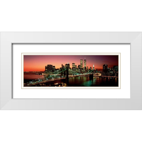 Brooklyn Bridge NYC White Modern Wood Framed Art Print with Double Matting by Berenholtz, Richard