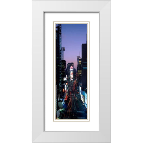 Times Square at night White Modern Wood Framed Art Print with Double Matting by Berenholtz, Richard