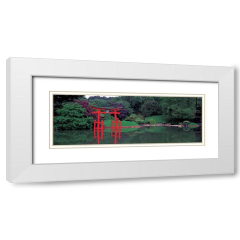 Japanese Garden White Modern Wood Framed Art Print with Double Matting by Berenholtz, Richard