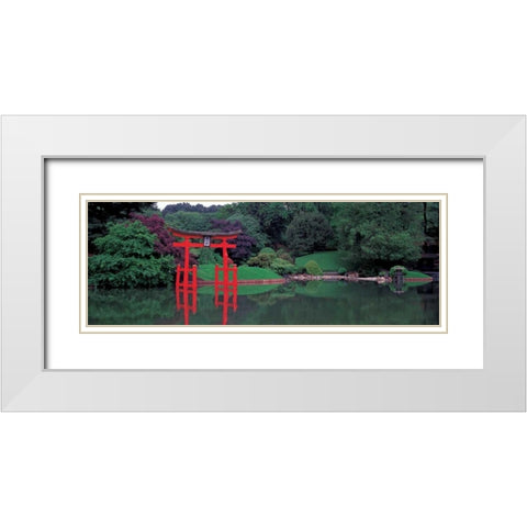 Japanese Garden White Modern Wood Framed Art Print with Double Matting by Berenholtz, Richard