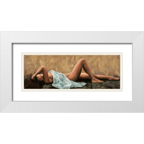 Pensiero White Modern Wood Framed Art Print with Double Matting by ROMEO