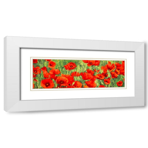 Poppy Field White Modern Wood Framed Art Print with Double Matting by Mei, Silvia