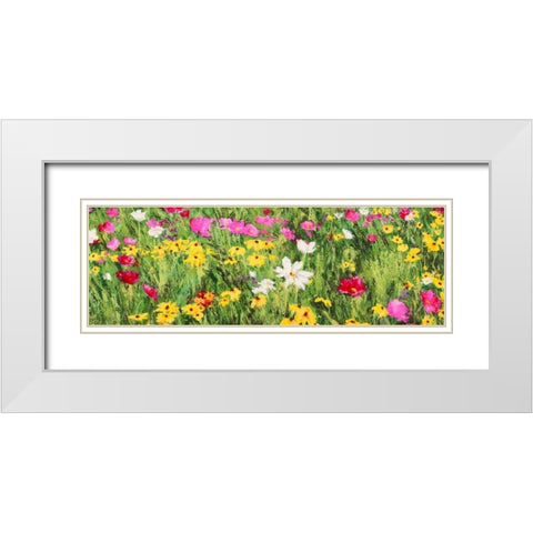 Field of Flowers White Modern Wood Framed Art Print with Double Matting by Mei, Silvia