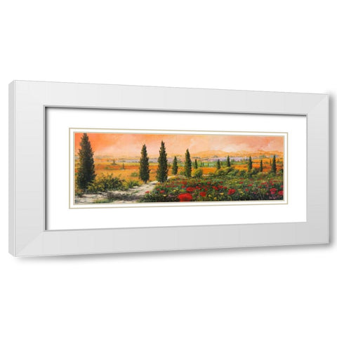 Il viale dei cipressi White Modern Wood Framed Art Print with Double Matting by Marzari, Tebo