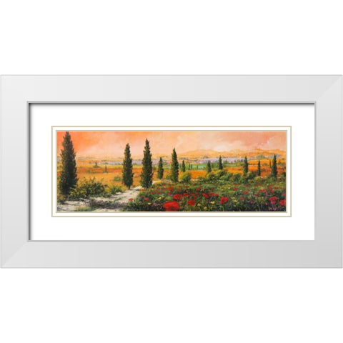 Il viale dei cipressi White Modern Wood Framed Art Print with Double Matting by Marzari, Tebo