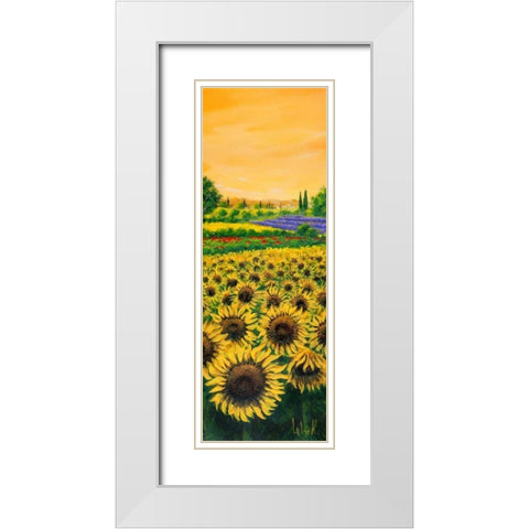 Girasoli e lavanda White Modern Wood Framed Art Print with Double Matting by Marzari, Tebo
