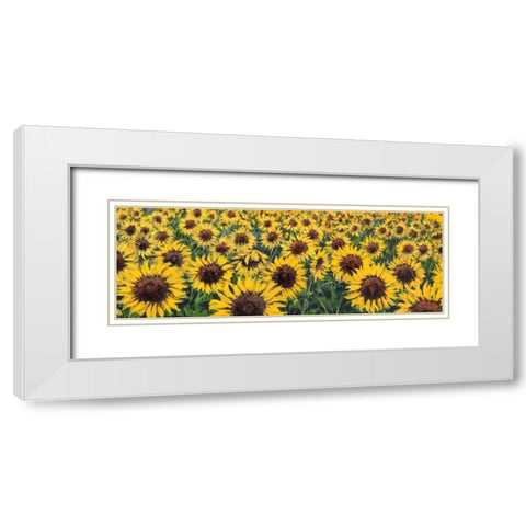 Girasoli White Modern Wood Framed Art Print with Double Matting by Marzari, Tebo