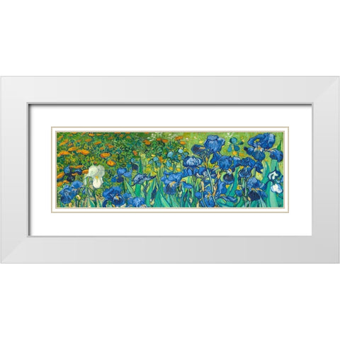 Irises (detail) White Modern Wood Framed Art Print with Double Matting by van Gogh, Vincent