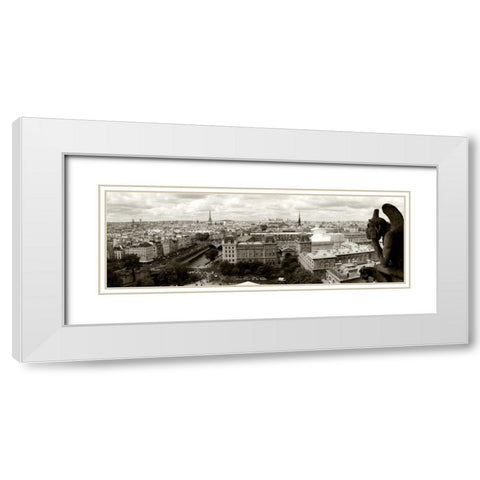 Paris Panorama White Modern Wood Framed Art Print with Double Matting by Ratsenskiy, Vadim