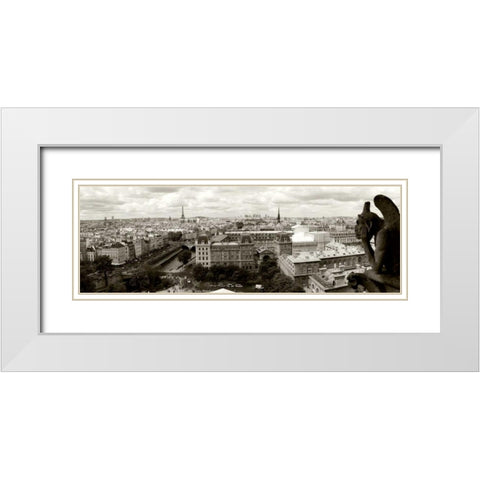 Paris Panorama White Modern Wood Framed Art Print with Double Matting by Ratsenskiy, Vadim