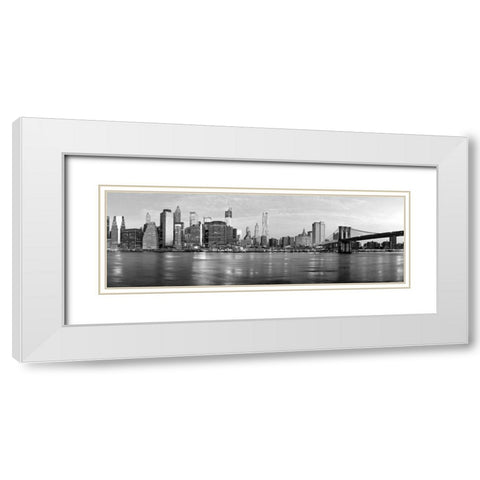 Manhattan and Brooklyn Bridge, NYC White Modern Wood Framed Art Print with Double Matting by Ratsenskiy, Vadim