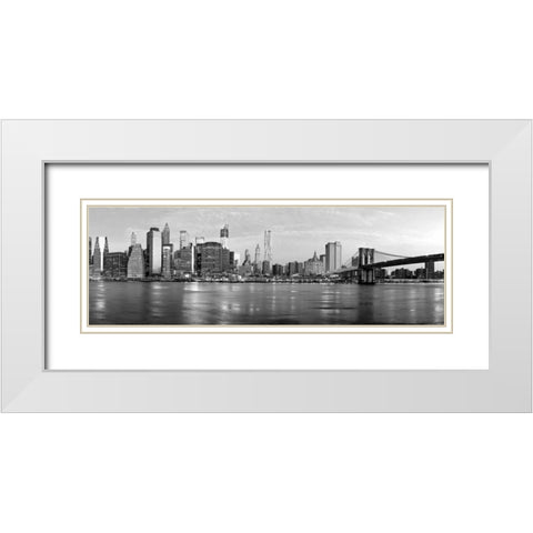 Manhattan and Brooklyn Bridge, NYC White Modern Wood Framed Art Print with Double Matting by Ratsenskiy, Vadim