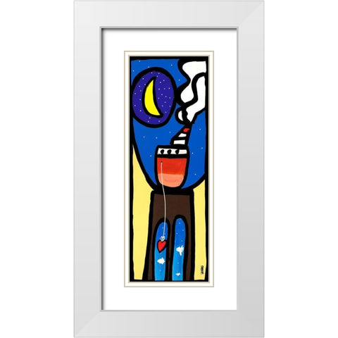 Approdo alla luna White Modern Wood Framed Art Print with Double Matting by Wallas