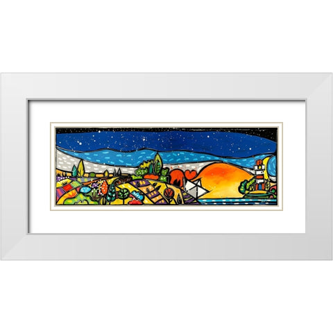 E un romantico tramonto White Modern Wood Framed Art Print with Double Matting by Wallas