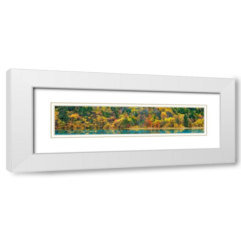 Lake and forest in autumn, China White Modern Wood Framed Art Print with Double Matting by Krahmer, Frank