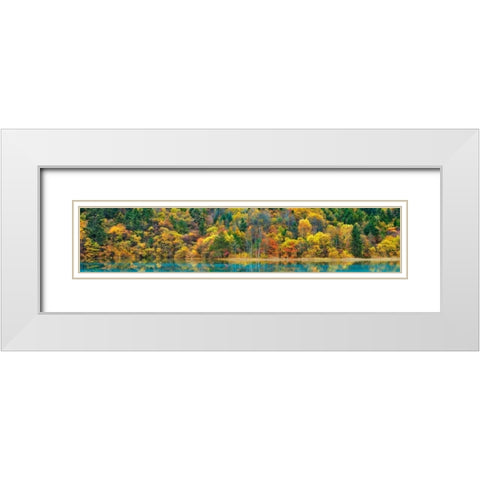 Lake and forest in autumn, China White Modern Wood Framed Art Print with Double Matting by Krahmer, Frank