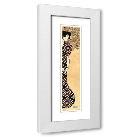 Woman and Tree I (Gold) White Modern Wood Framed Art Print with Double Matting by Gustav, Klimt