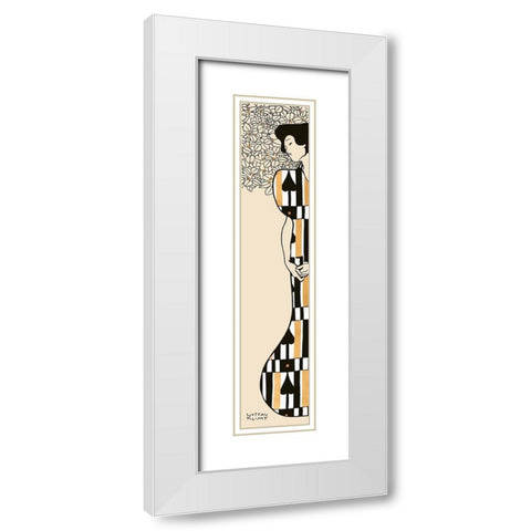 Woman and Tree II (Neutral) White Modern Wood Framed Art Print with Double Matting by Gustav, Klimt