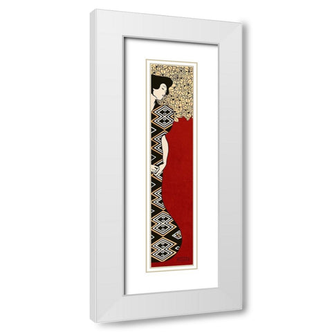 Woman and Tree I (Red) White Modern Wood Framed Art Print with Double Matting by Gustav, Klimt