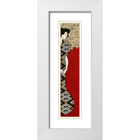 Woman and Tree I (Red) White Modern Wood Framed Art Print with Double Matting by Gustav, Klimt