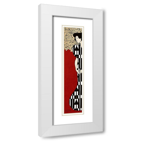 Woman and Tree II (Red) White Modern Wood Framed Art Print with Double Matting by Gustav, Klimt