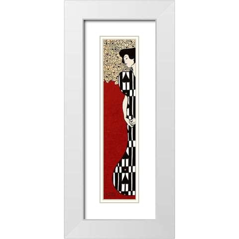 Woman and Tree II (Red) White Modern Wood Framed Art Print with Double Matting by Gustav, Klimt