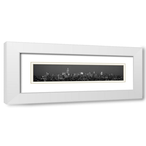 Manhattan Skyline White Modern Wood Framed Art Print with Double Matting by Berenholtz, Richard