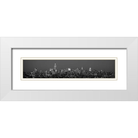 Manhattan Skyline White Modern Wood Framed Art Print with Double Matting by Berenholtz, Richard
