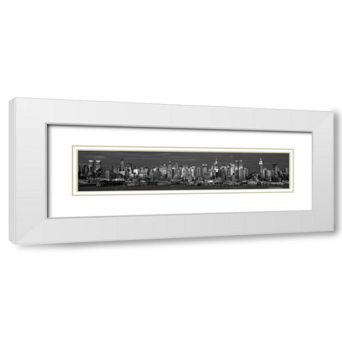 Manhattan Skyline at Dusk NYC White Modern Wood Framed Art Print with Double Matting by Berenholtz, Richard