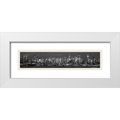 Manhattan Skyline at Dusk NYC White Modern Wood Framed Art Print with Double Matting by Berenholtz, Richard