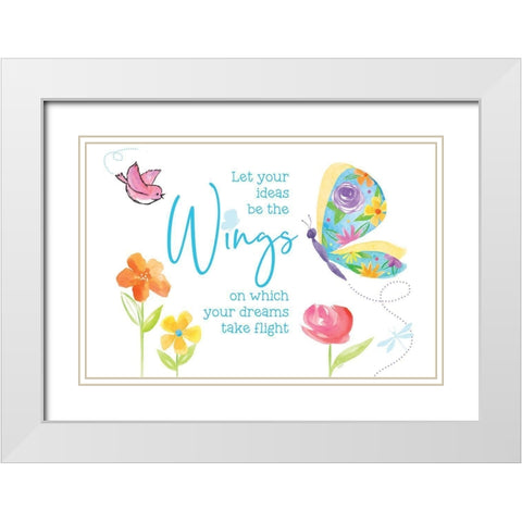 Dreams Take Flight on White III White Modern Wood Framed Art Print with Double Matting by Reed, Tara