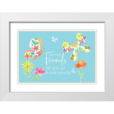 Dreams Take Flight on Blue IV White Modern Wood Framed Art Print with Double Matting by Reed, Tara