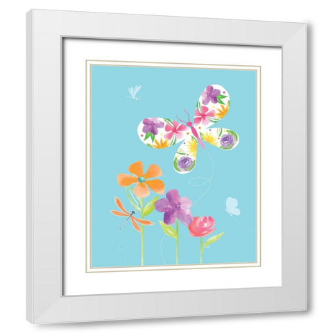 Dreams Take Flight on Blue VII White Modern Wood Framed Art Print with Double Matting by Reed, Tara