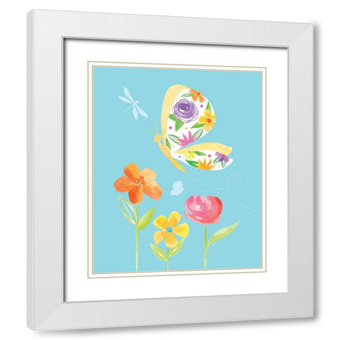 Dreams Take Flight on Blue VIII White Modern Wood Framed Art Print with Double Matting by Reed, Tara