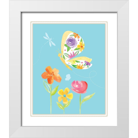 Dreams Take Flight on Blue VIII White Modern Wood Framed Art Print with Double Matting by Reed, Tara