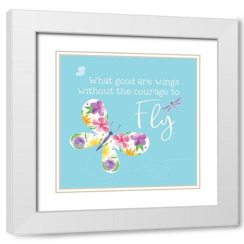 Dreams Take Flight on Blue IX White Modern Wood Framed Art Print with Double Matting by Reed, Tara