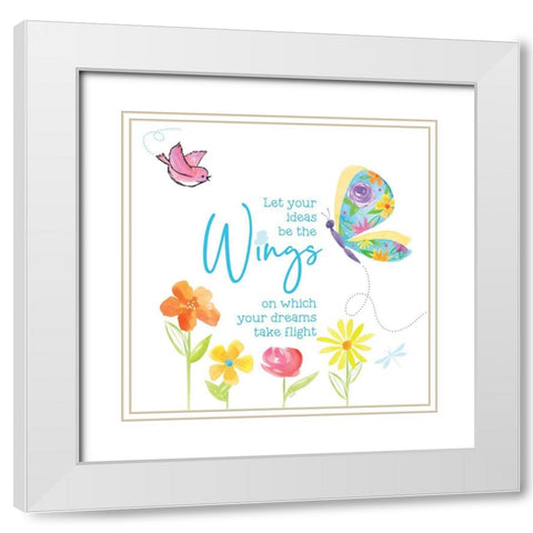 Dreams Take Flight on White XI White Modern Wood Framed Art Print with Double Matting by Reed, Tara