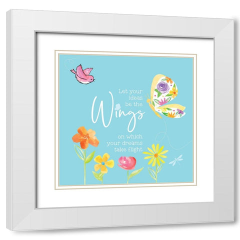 Dreams Take Flight on Blue XI White Modern Wood Framed Art Print with Double Matting by Reed, Tara
