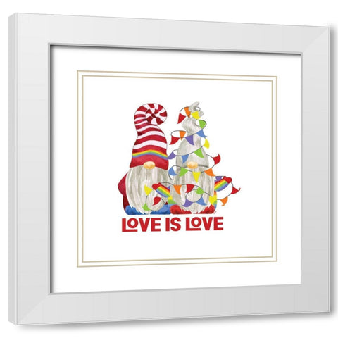 Pride Gnomes III couple White Modern Wood Framed Art Print with Double Matting by Reed, Tara