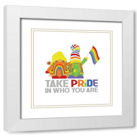 Pride Gnomes IV couple White Modern Wood Framed Art Print with Double Matting by Reed, Tara