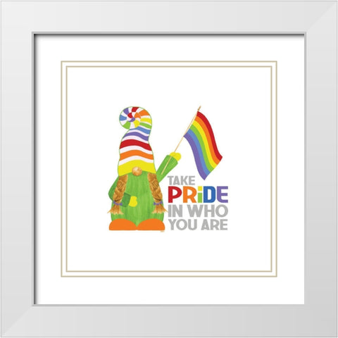 Pride Gnomes IV single White Modern Wood Framed Art Print with Double Matting by Reed, Tara