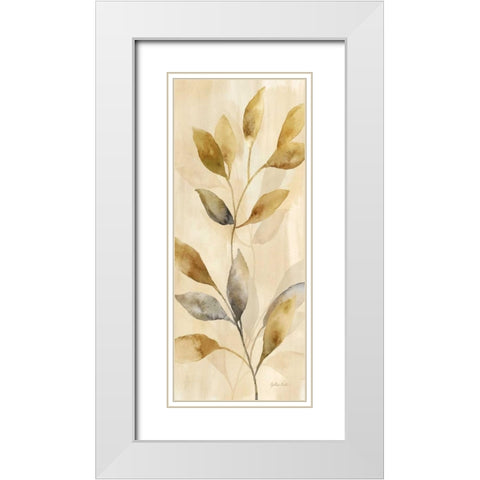 Majestic Leaves Panel I White Modern Wood Framed Art Print with Double Matting by Coulter, Cynthia