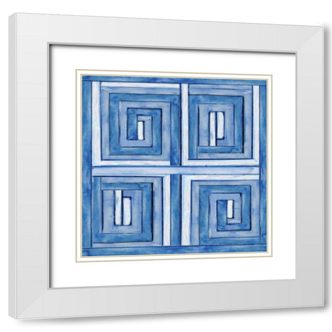 Indigo Asian Influence III White Modern Wood Framed Art Print with Double Matting by Tre Sorelle Studios