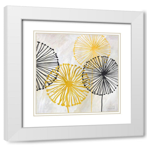 Dandelion Design II White Modern Wood Framed Art Print with Double Matting by Dundon, Caitlin