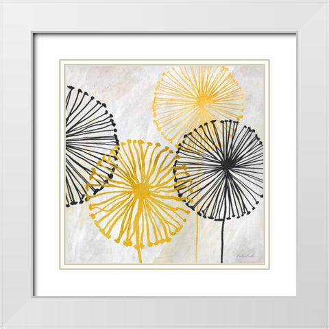 Dandelion Design II White Modern Wood Framed Art Print with Double Matting by Dundon, Caitlin