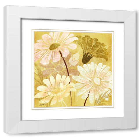 Golden Daisy Patch I White Modern Wood Framed Art Print with Double Matting by Tre Sorelle Studios