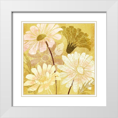 Golden Daisy Patch I White Modern Wood Framed Art Print with Double Matting by Tre Sorelle Studios