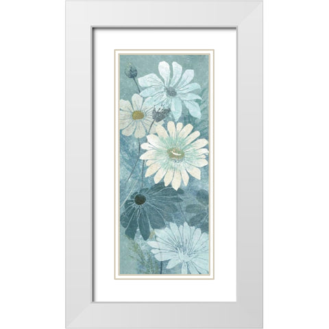 Teal Daisy Patch Panel II White Modern Wood Framed Art Print with Double Matting by Tre Sorelle Studios