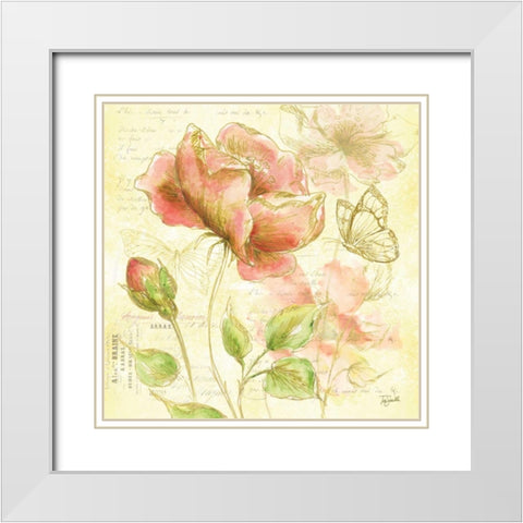 Watercolor Flower Sketch Blush I White Modern Wood Framed Art Print with Double Matting by Tre Sorelle Studios